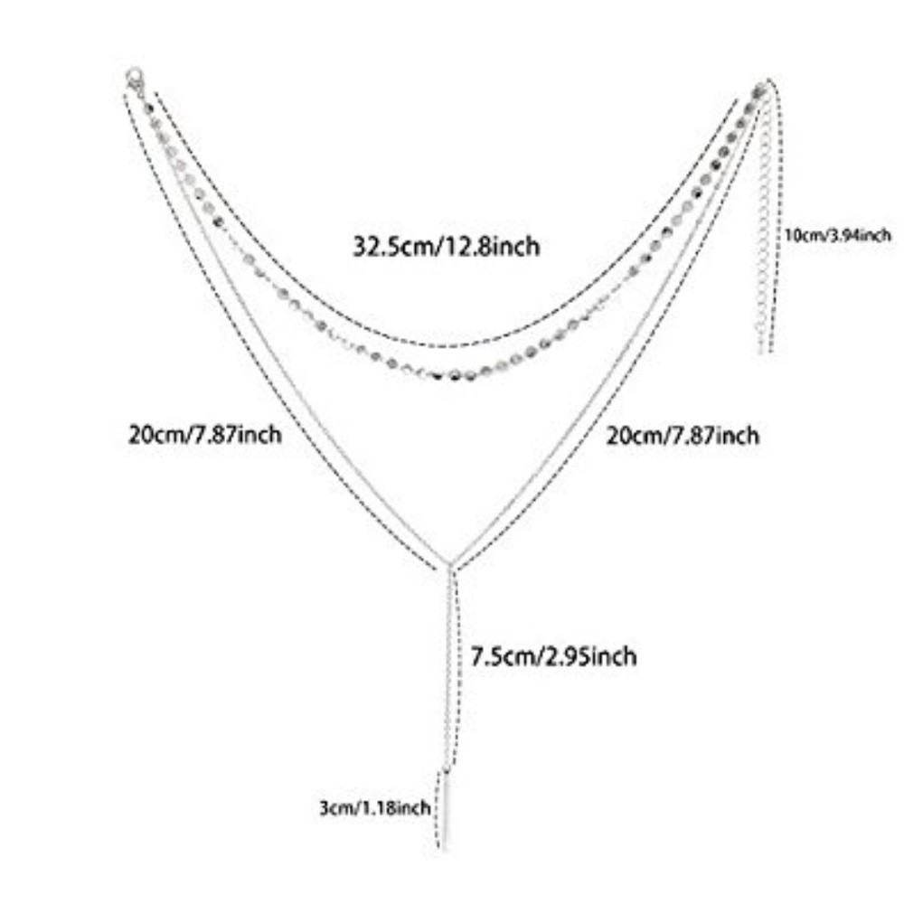 Dual Layer Silver Choker 13" - Picture 3 of 4